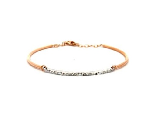 18K Rose and White Gold Bracelet with Natural Baguette and Round Diamonds